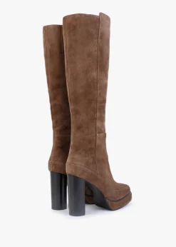 Sippy Tan Suede Platform Knee Boots