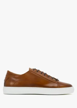 Sirolo Dark Tan Leather Cupsole Trainers