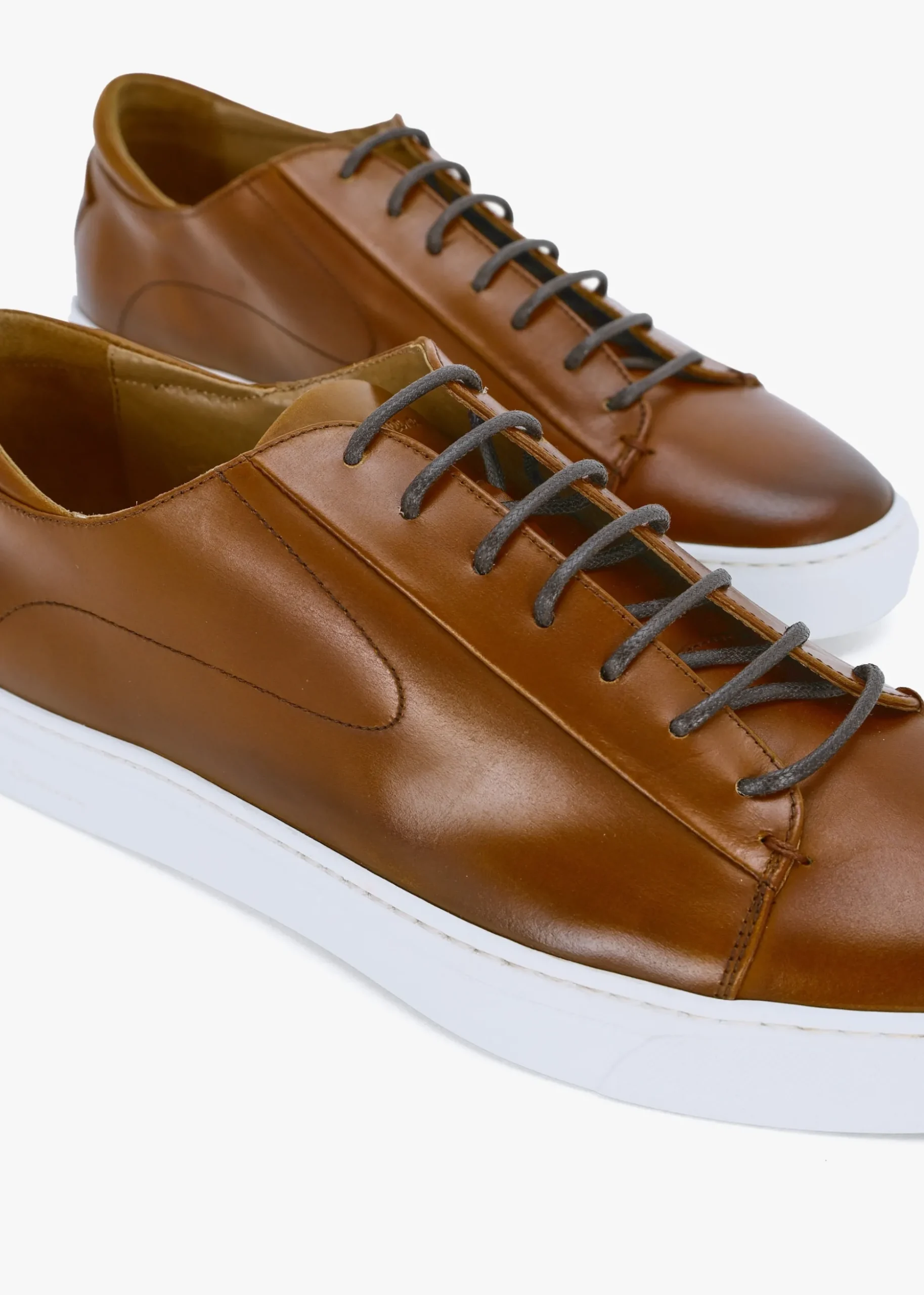 Sirolo Dark Tan Leather Cupsole Trainers