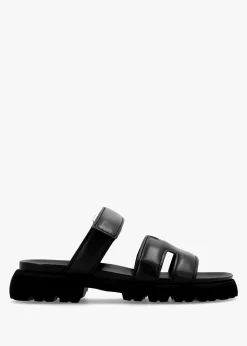 Skill Black Leather Chunky Mules