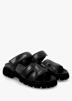 Skill Black Leather Chunky Mules