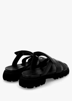 Skill Black Leather Chunky Mules