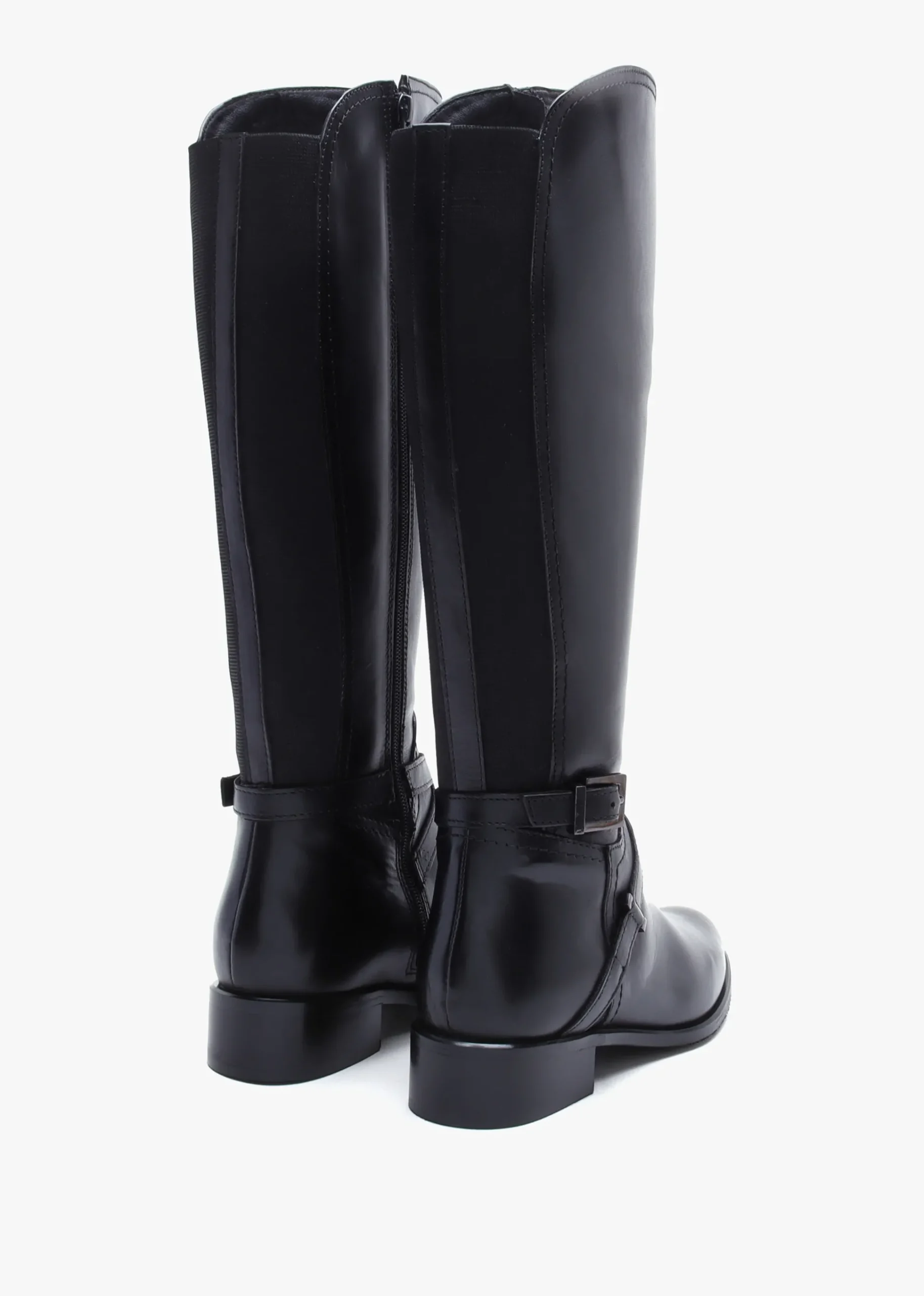 Slasty Black Leather Knee Boots
