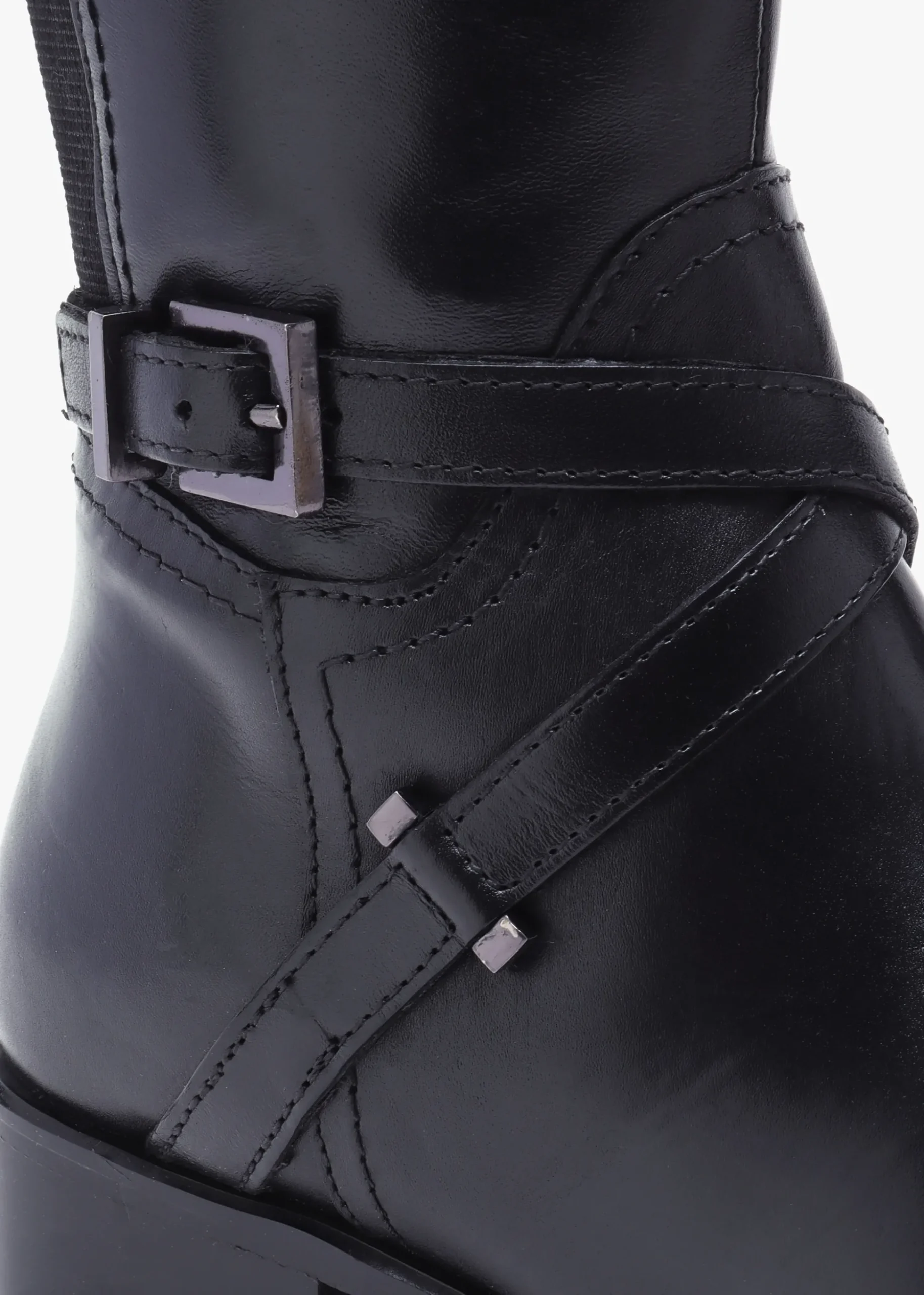 Slasty Black Leather Knee Boots