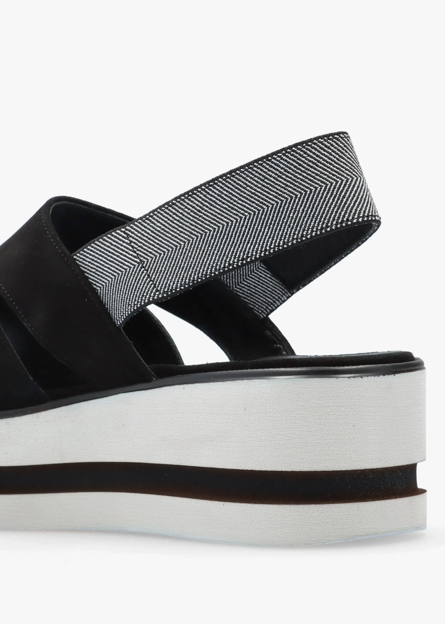 Slinger Black Suede Low Wedge Sandals
