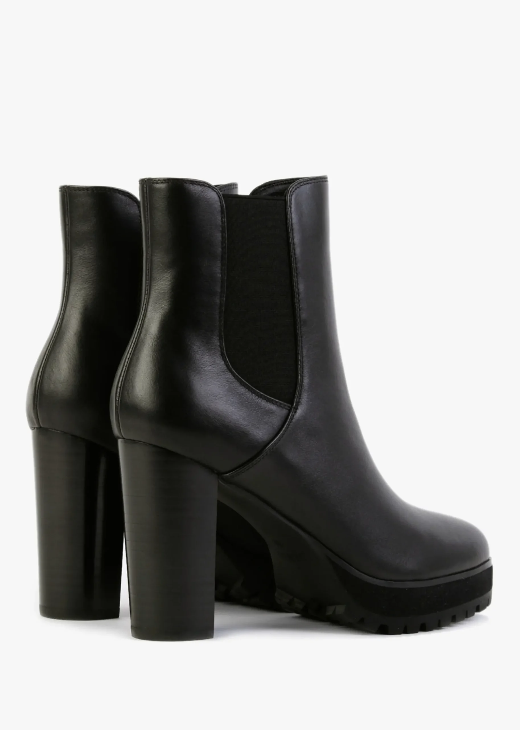 Slock Black Leather Block Heel Chelsea Boots
