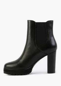Slock Black Leather Block Heel Chelsea Boots
