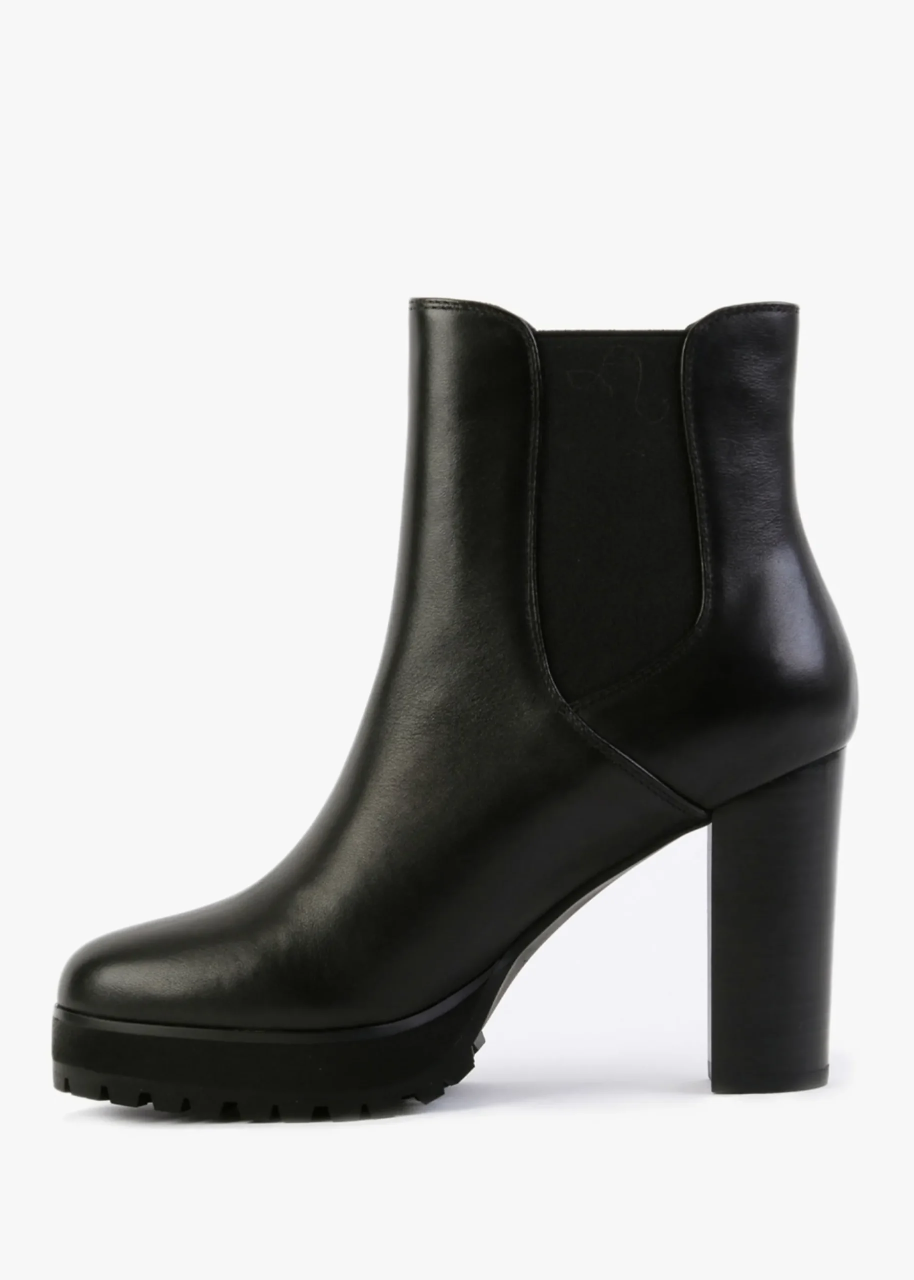 Slock Black Leather Block Heel Chelsea Boots