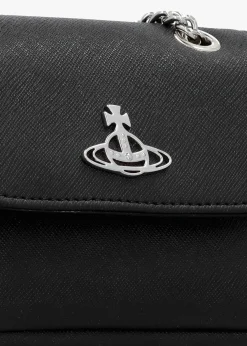 Small Black Saffiano Plain Purse On A Chain