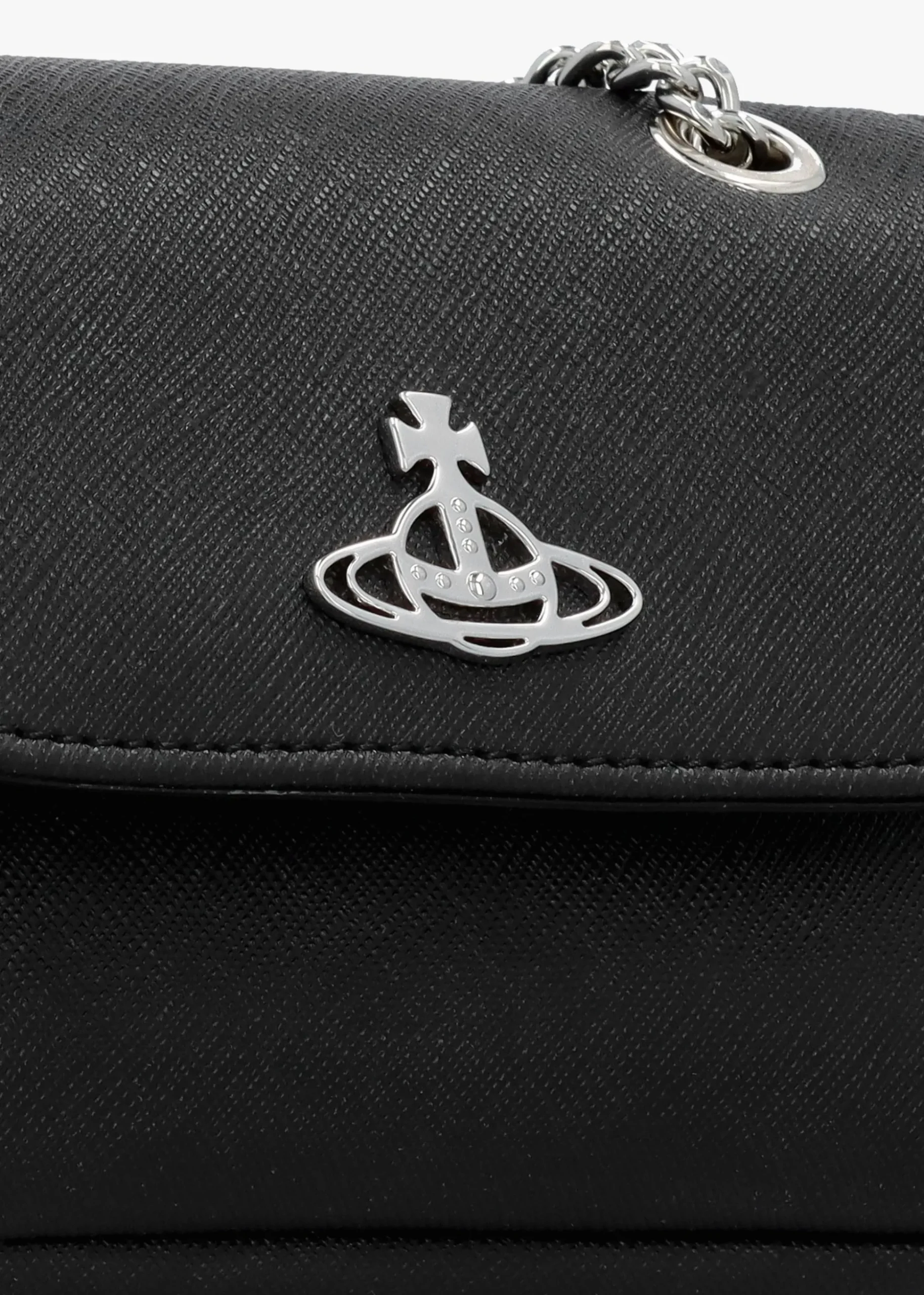 Small Black Saffiano Plain Purse On A Chain