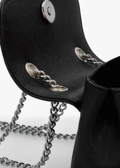Small Black Saffiano Plain Purse On A Chain