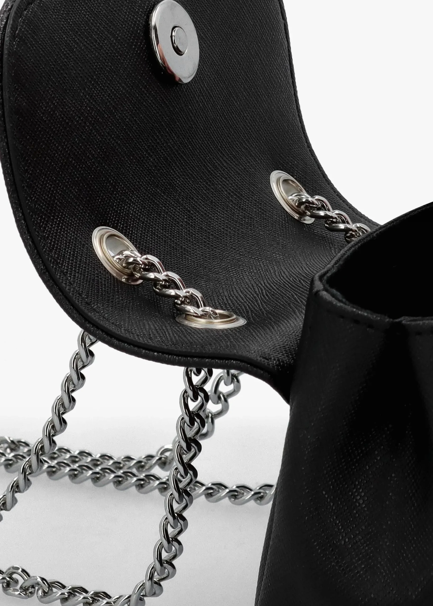 Small Black Saffiano Plain Purse On A Chain