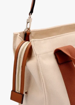 Small Canvas II Natural Cognac Tote Bag