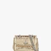 Small Gold Metallic Crinkle Leather Purse On A Chain