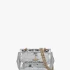 Small Silver Metallic Crinkle Leather Purse On A Chain