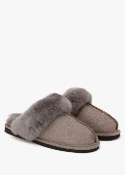 Soglit Taupe Sheepskin Slippers