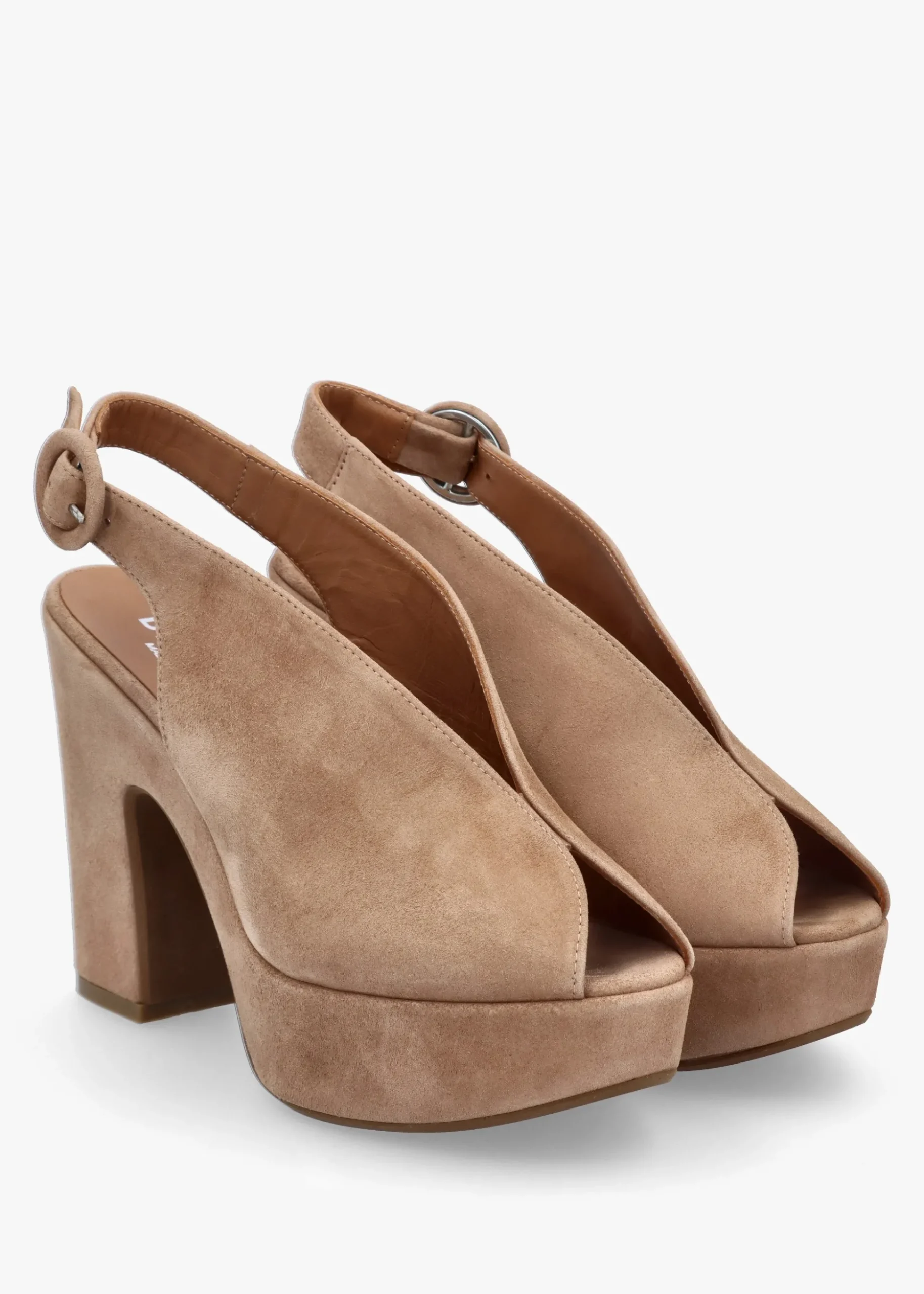 Solay Beige Suede Platform Heeled Sandals