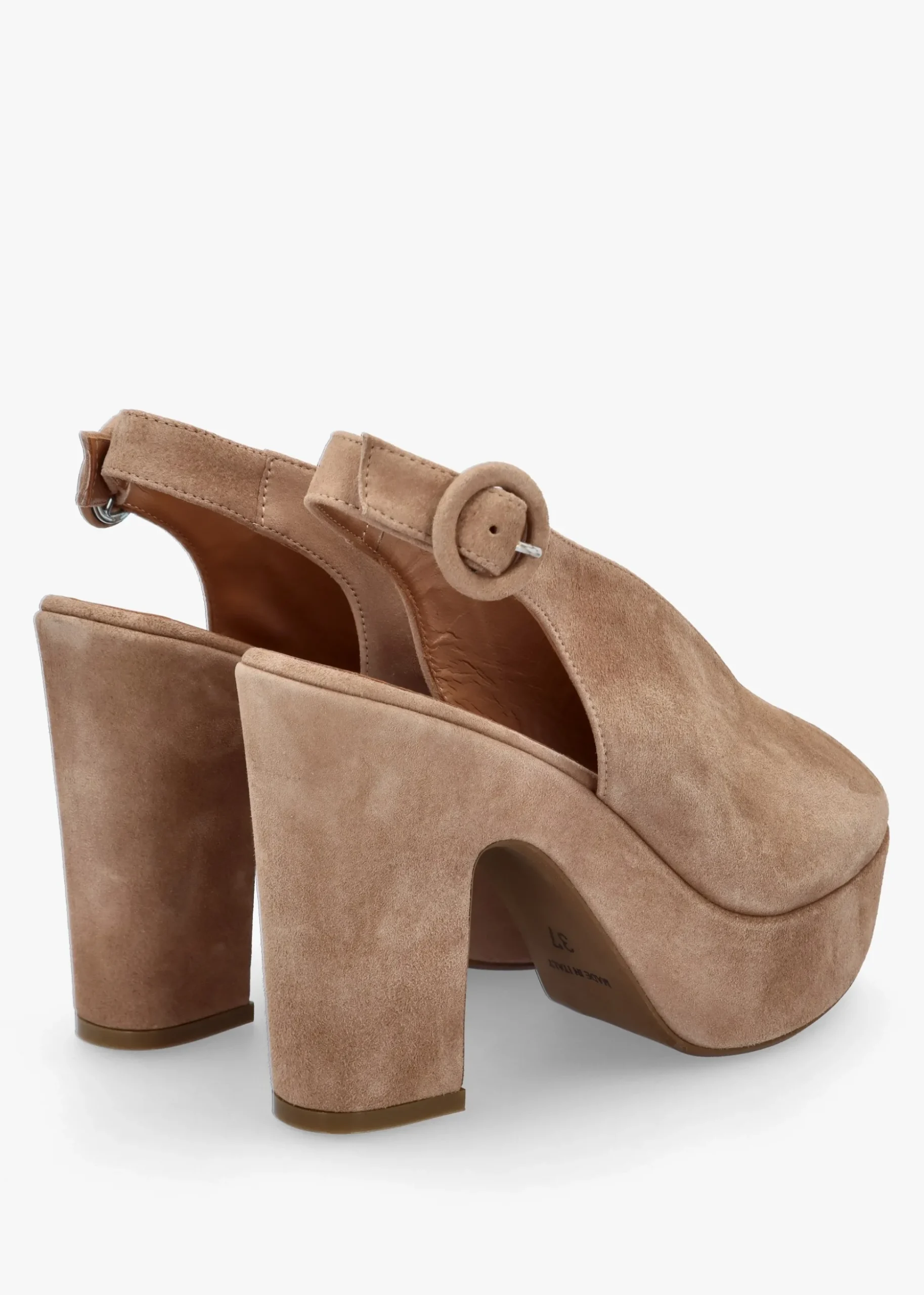Solay Beige Suede Platform Heeled Sandals