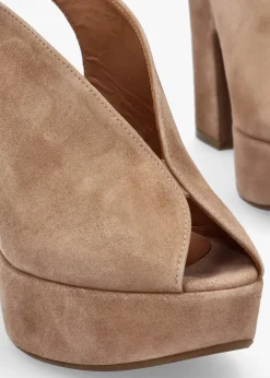 Solay Beige Suede Platform Heeled Sandals