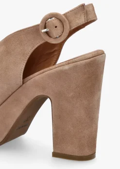 Solay Beige Suede Platform Heeled Sandals