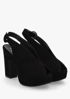 Solay Black Suede Platform Heeled Sandals