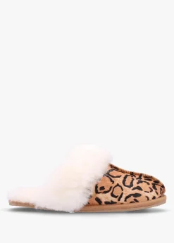Soleo Leopard Calf Hair Sheepskin Twinface Slippers