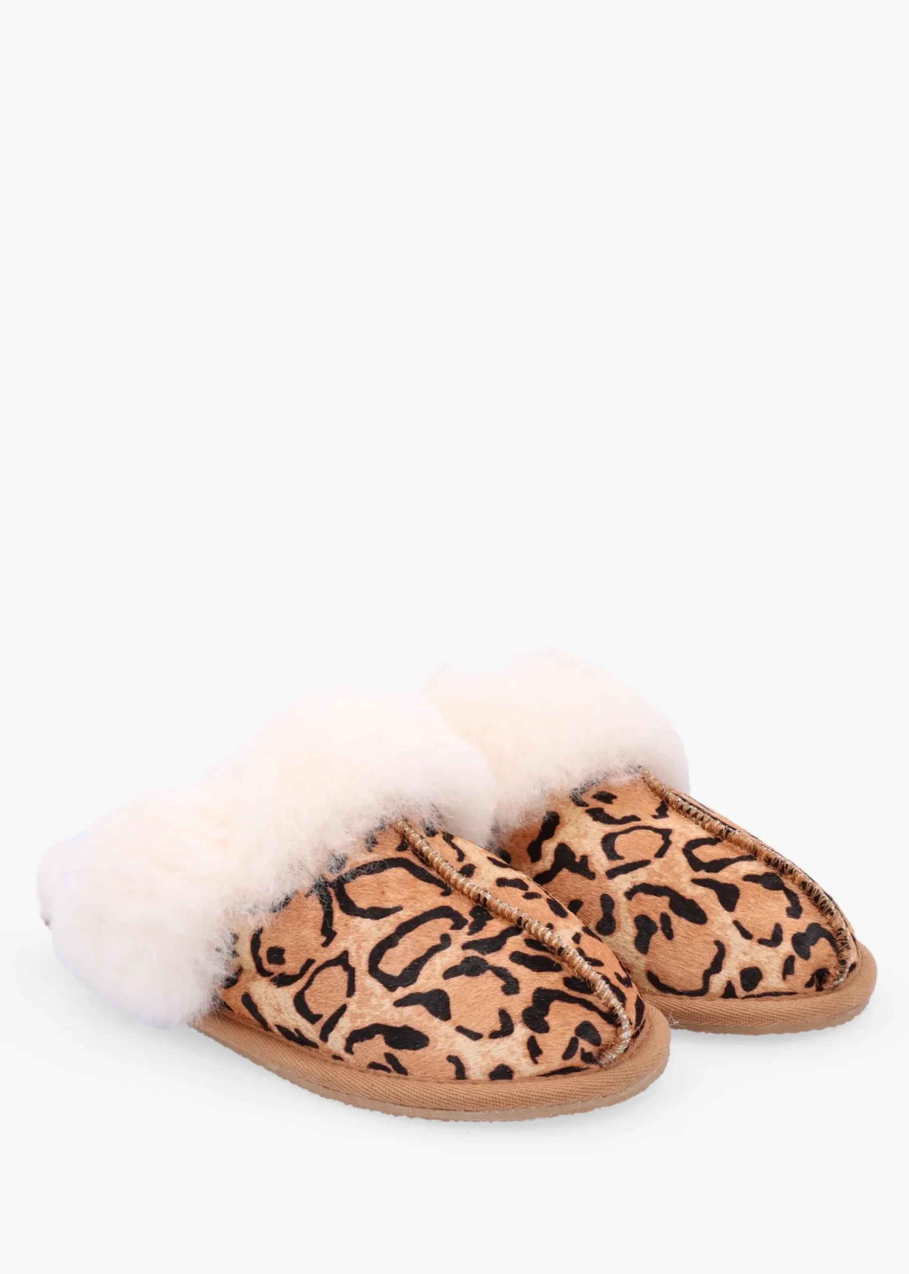 Soleo Leopard Calf Hair Sheepskin Twinface Slippers