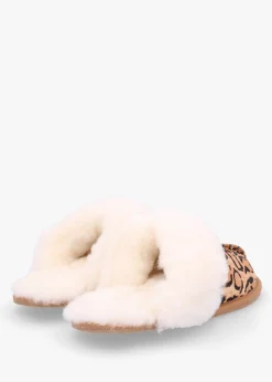 Soleo Leopard Calf Hair Sheepskin Twinface Slippers