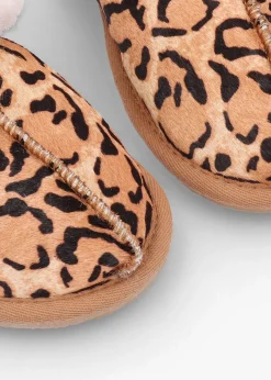 Soleo Leopard Calf Hair Sheepskin Twinface Slippers
