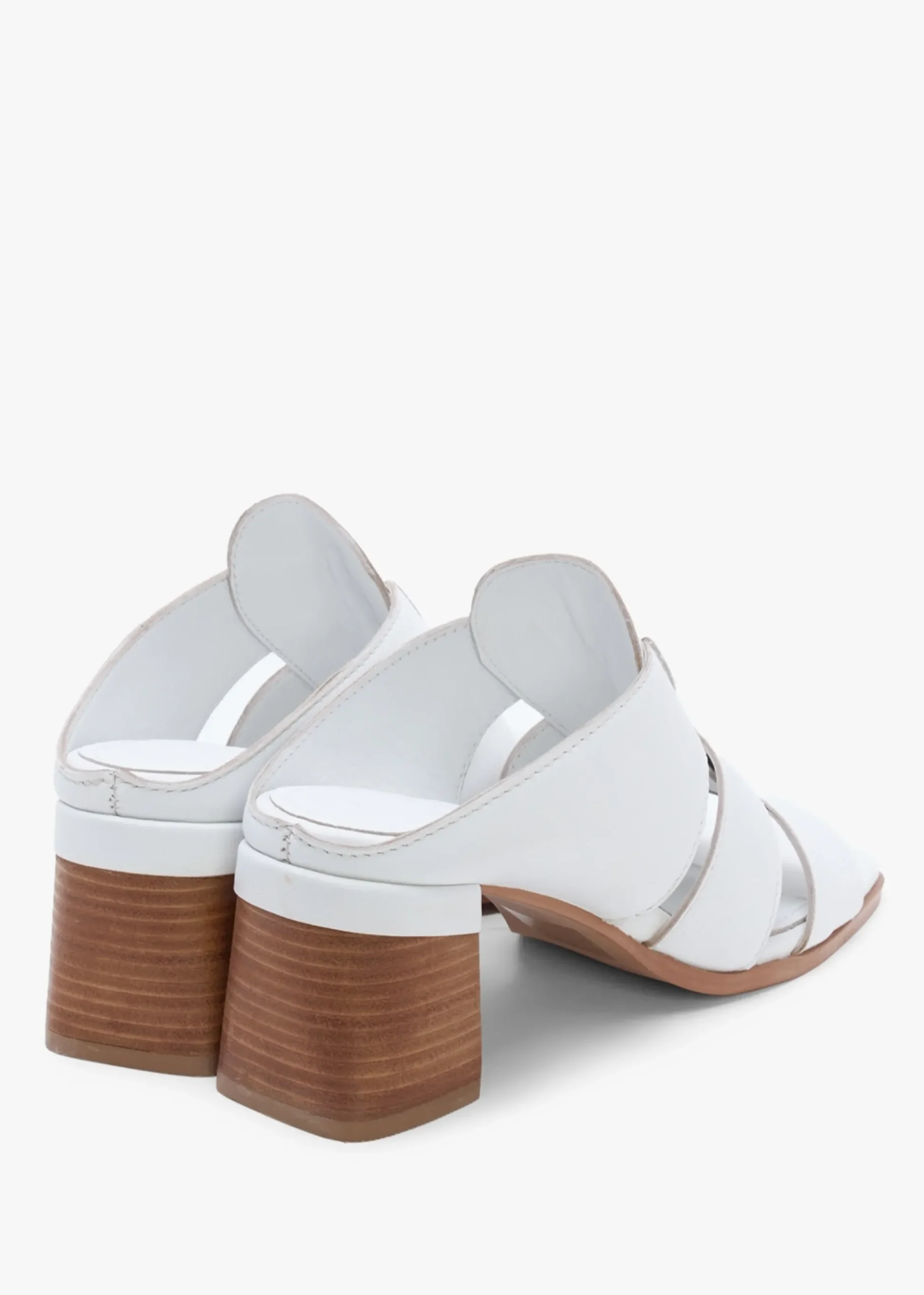 Somaria White Leather Lattice Block Heel Mules