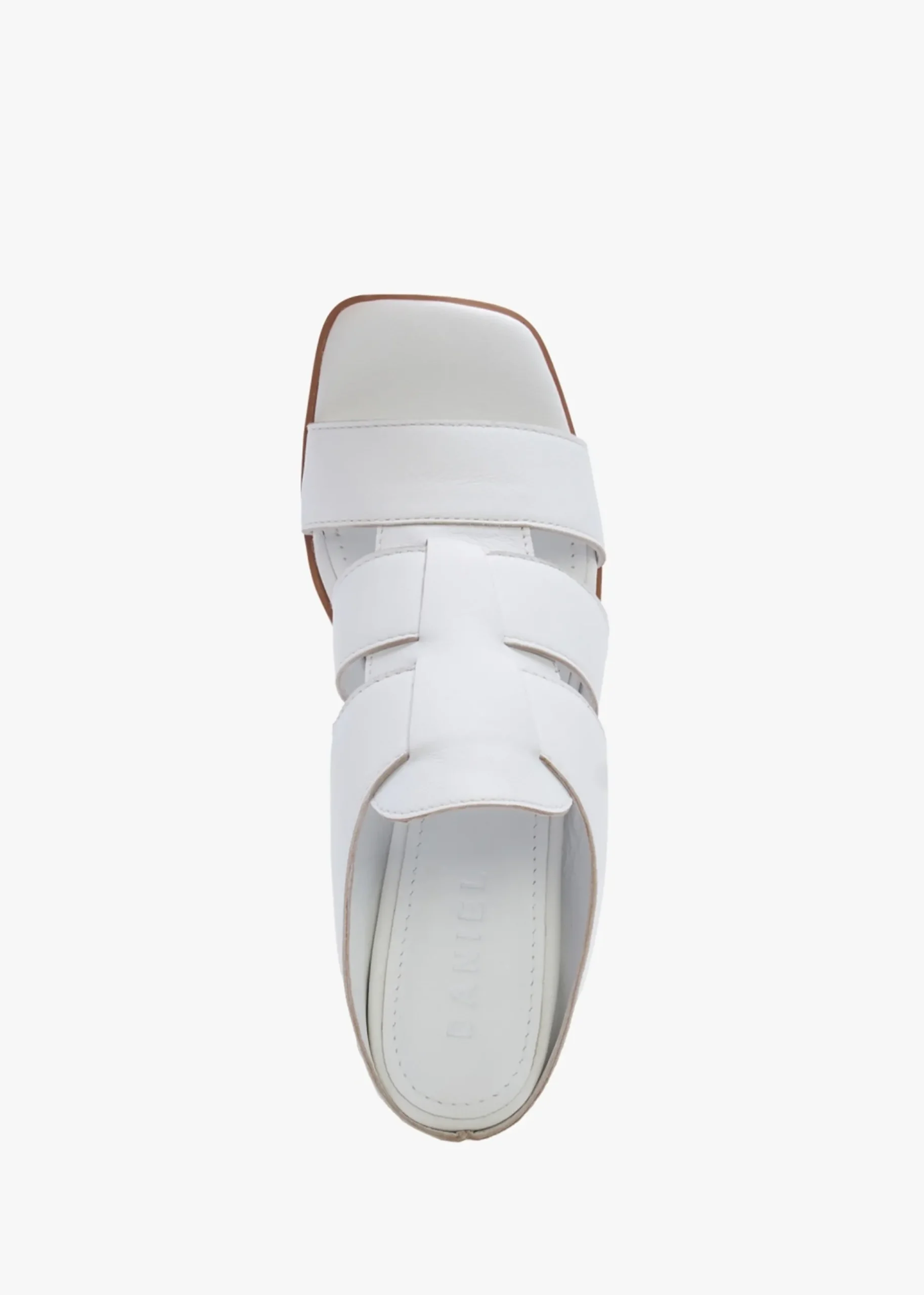 Somaria White Leather Lattice Block Heel Mules