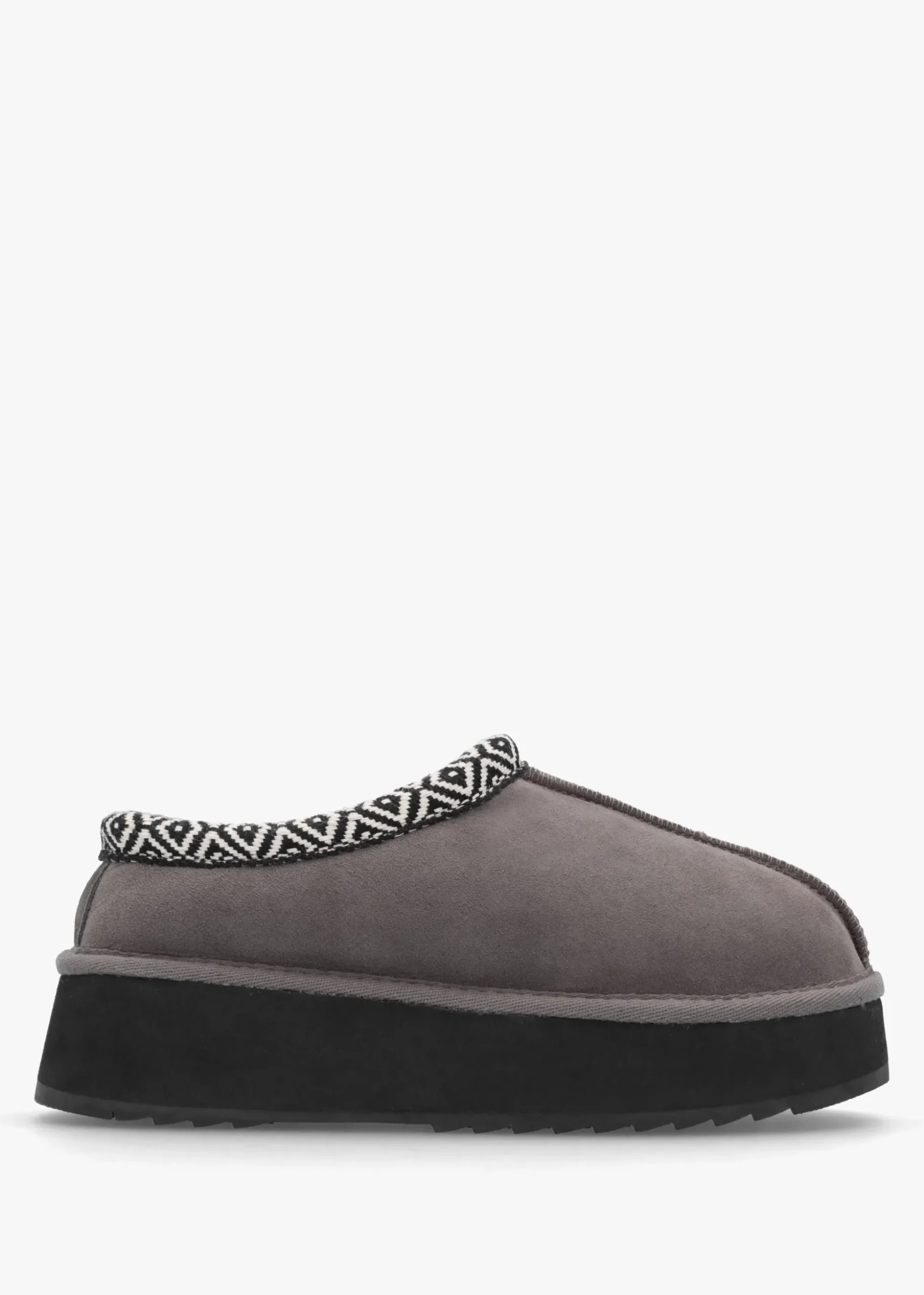 Somolly Grey Suede Shearling Platform Slippers
