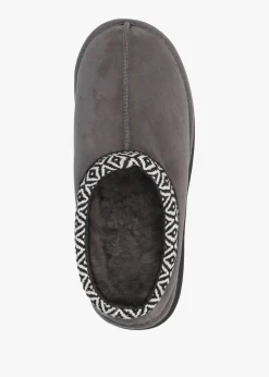 Somolly Grey Suede Shearling Platform Slippers