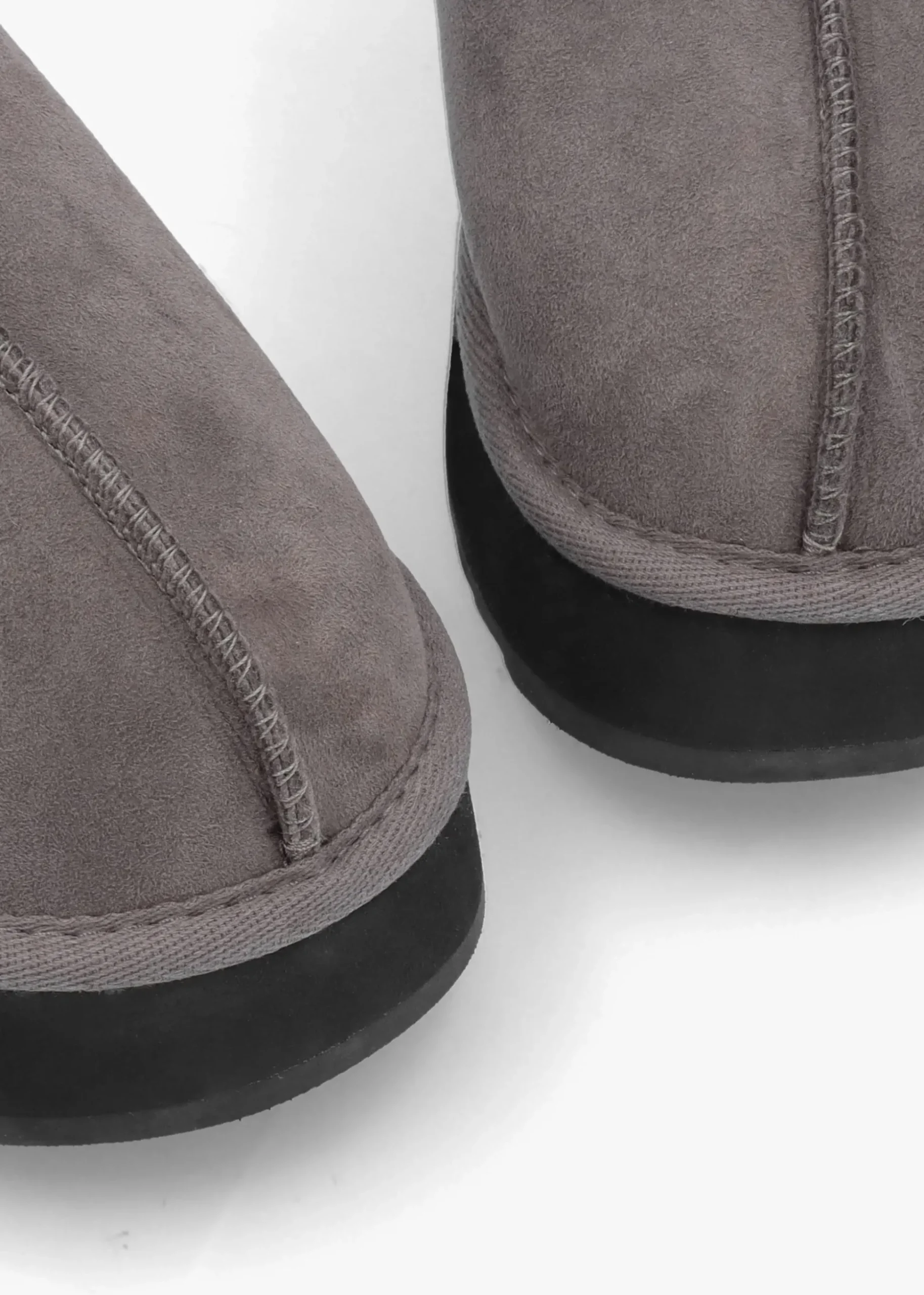 Somolly Grey Suede Shearling Platform Slippers