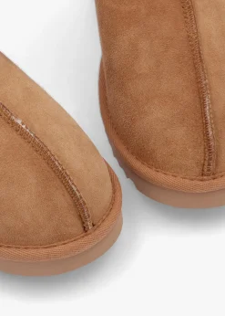 Somolly Tan Suede Shearling Slippers