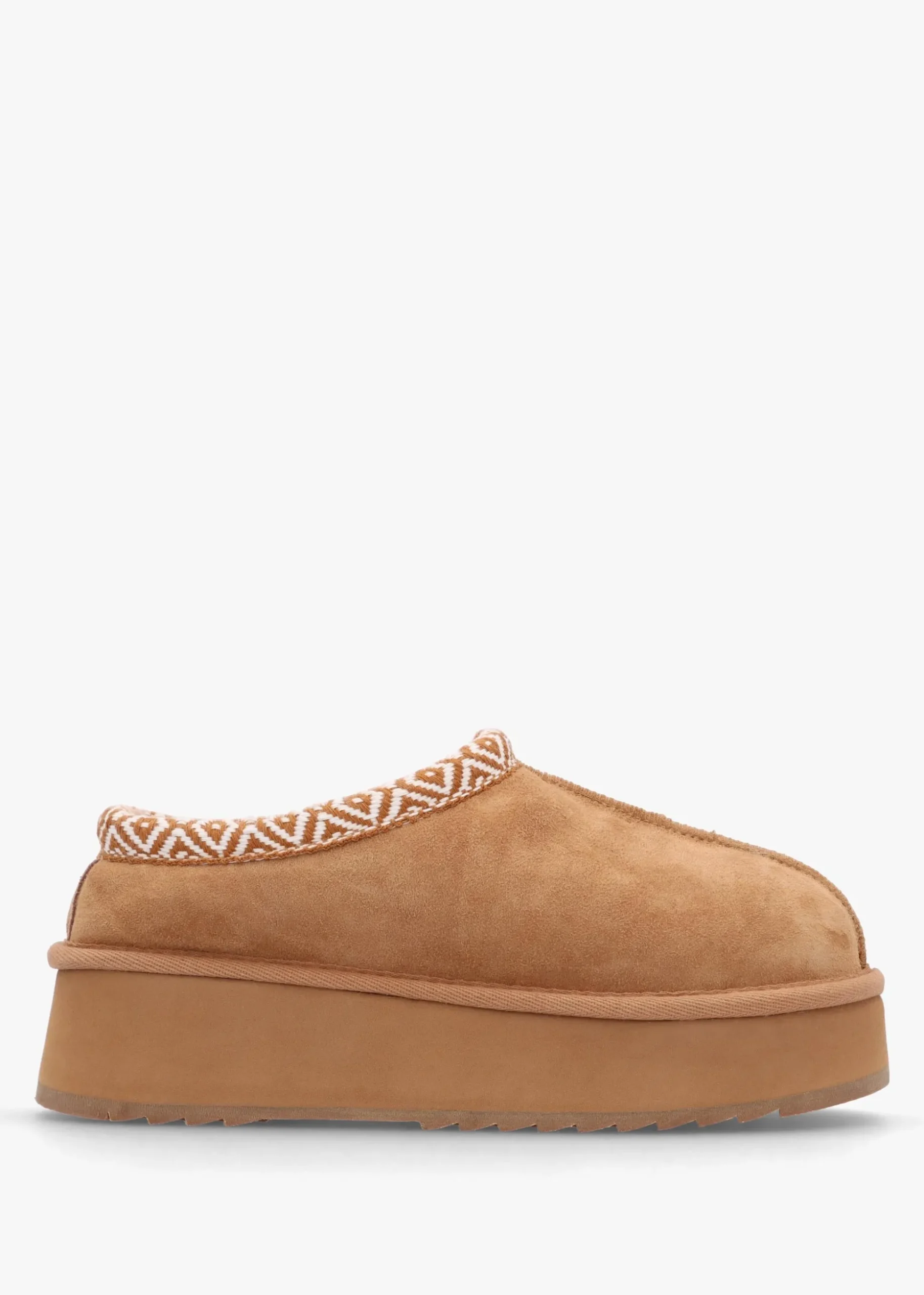 Somolly Tan Suede Shearling Platform Slippers