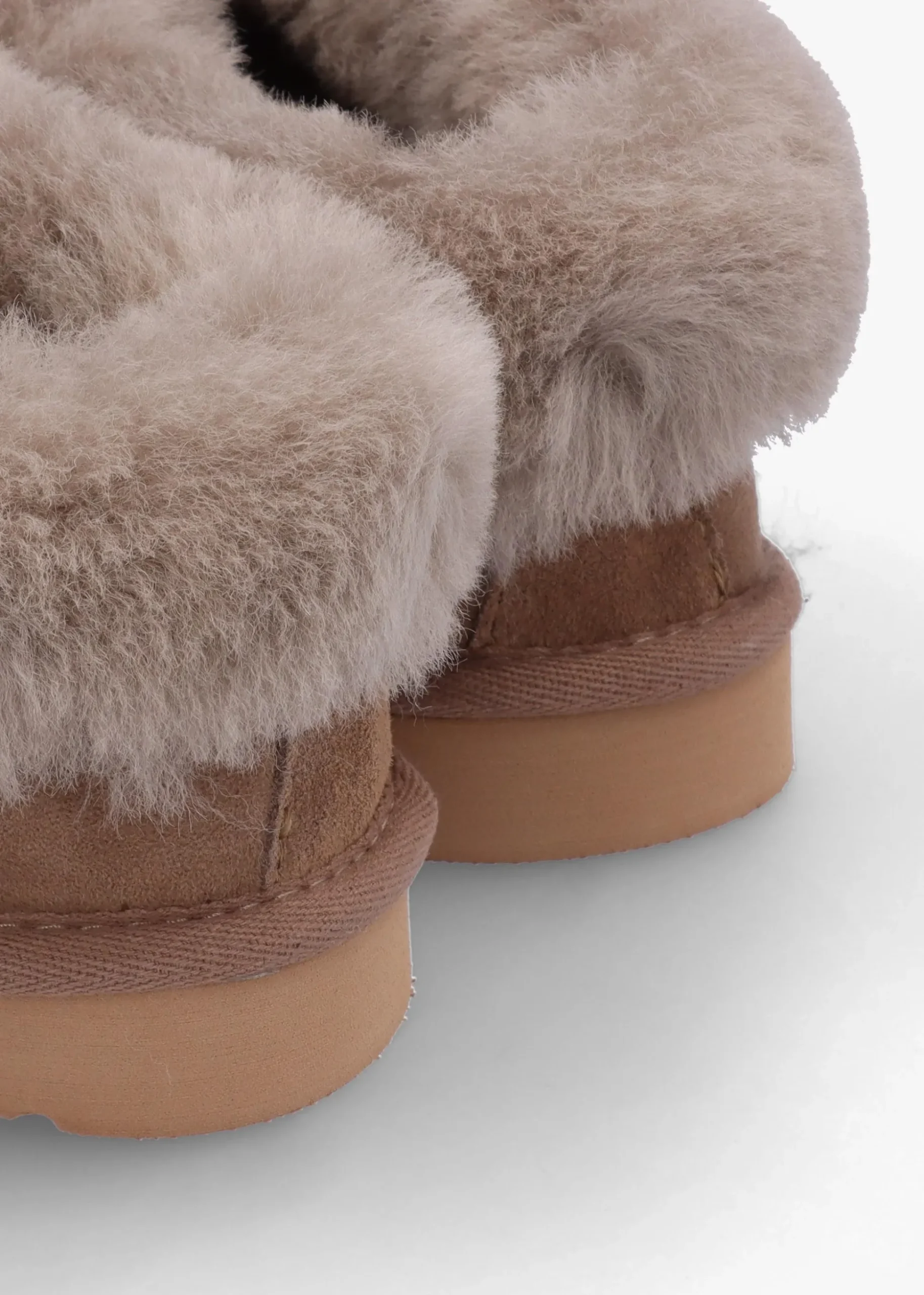 Somolly Taupe Suede Shearling Slippers