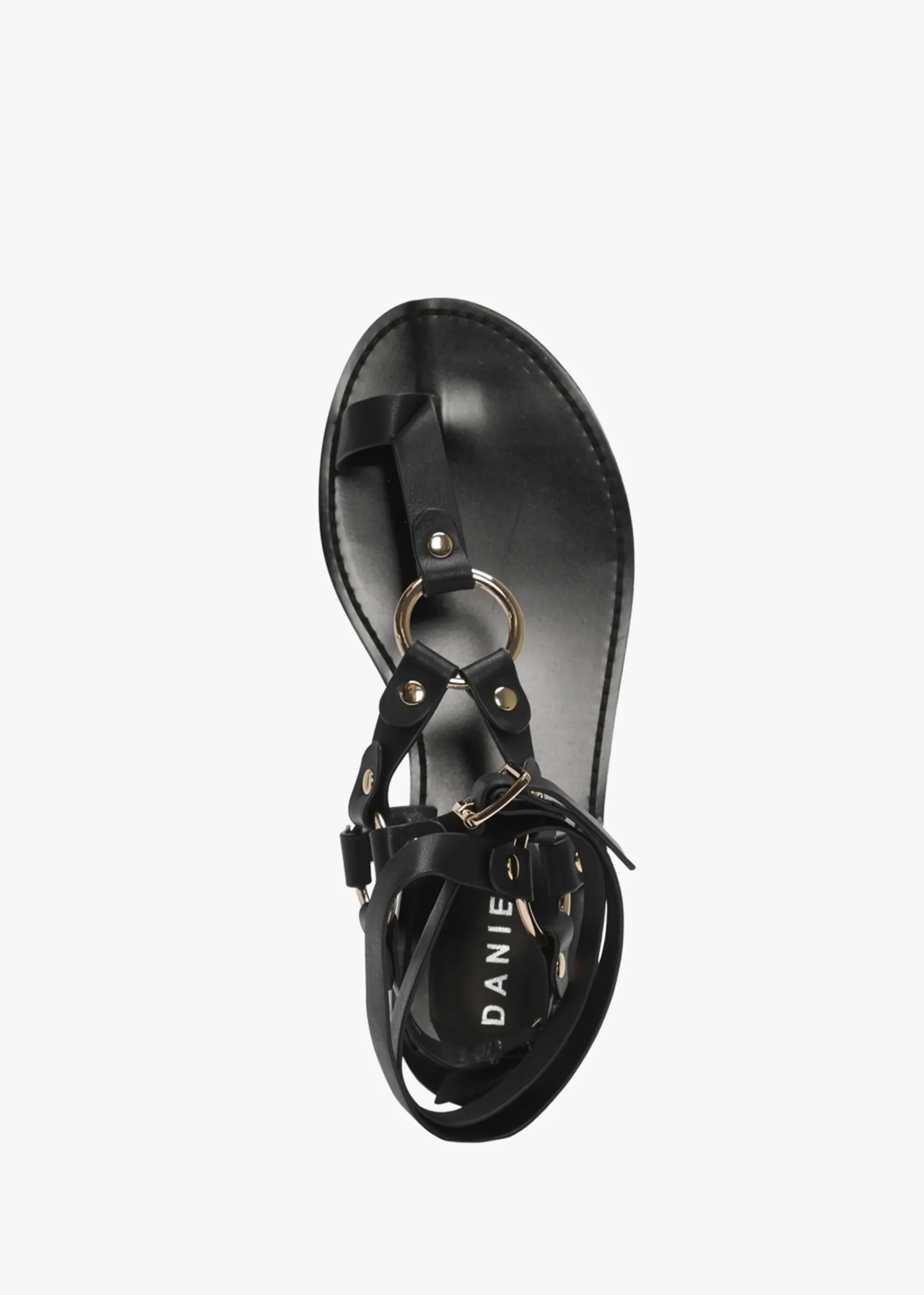 Sophie Black Leather Ankle Tie Sandals
