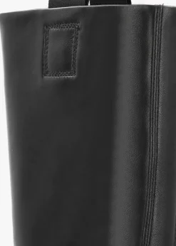 Sound Black Leather Block Heel Knee Boots