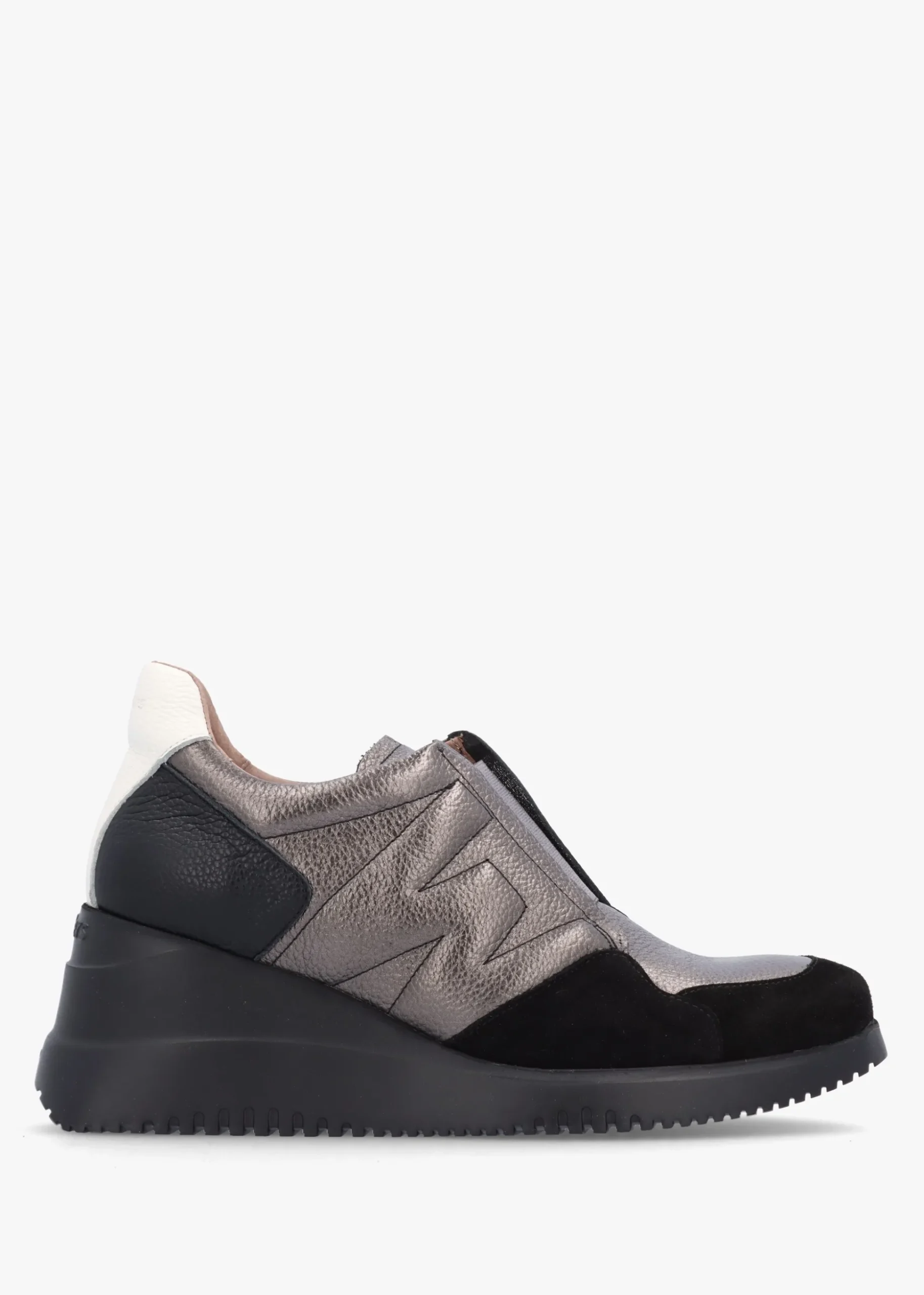 South Pewter Leather & Suede Wedge Trainers