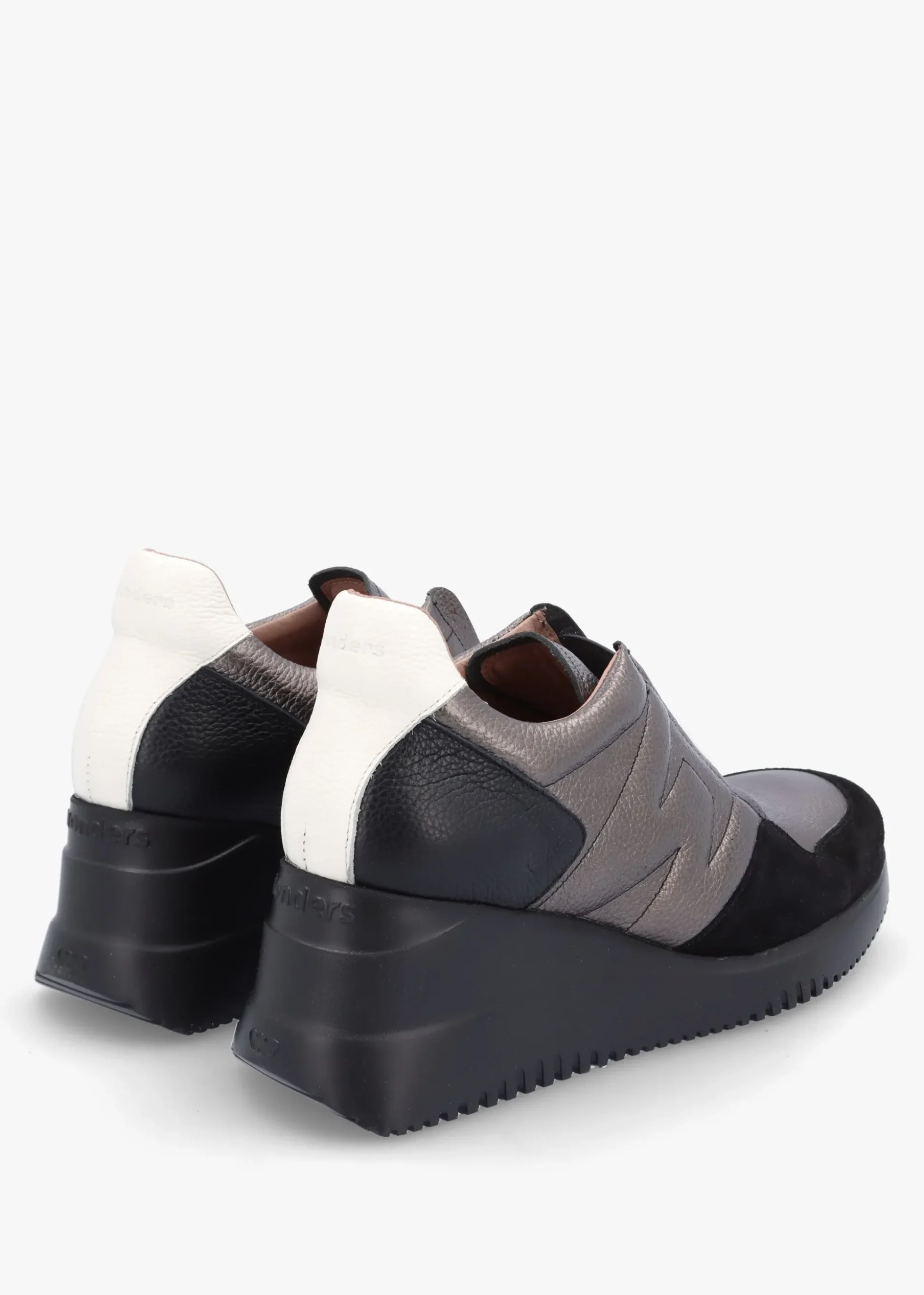 South Pewter Leather & Suede Wedge Trainers