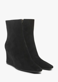 Spire Black Suede Wedge Ankle Boots