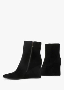 Spire Black Suede Wedge Ankle Boots
