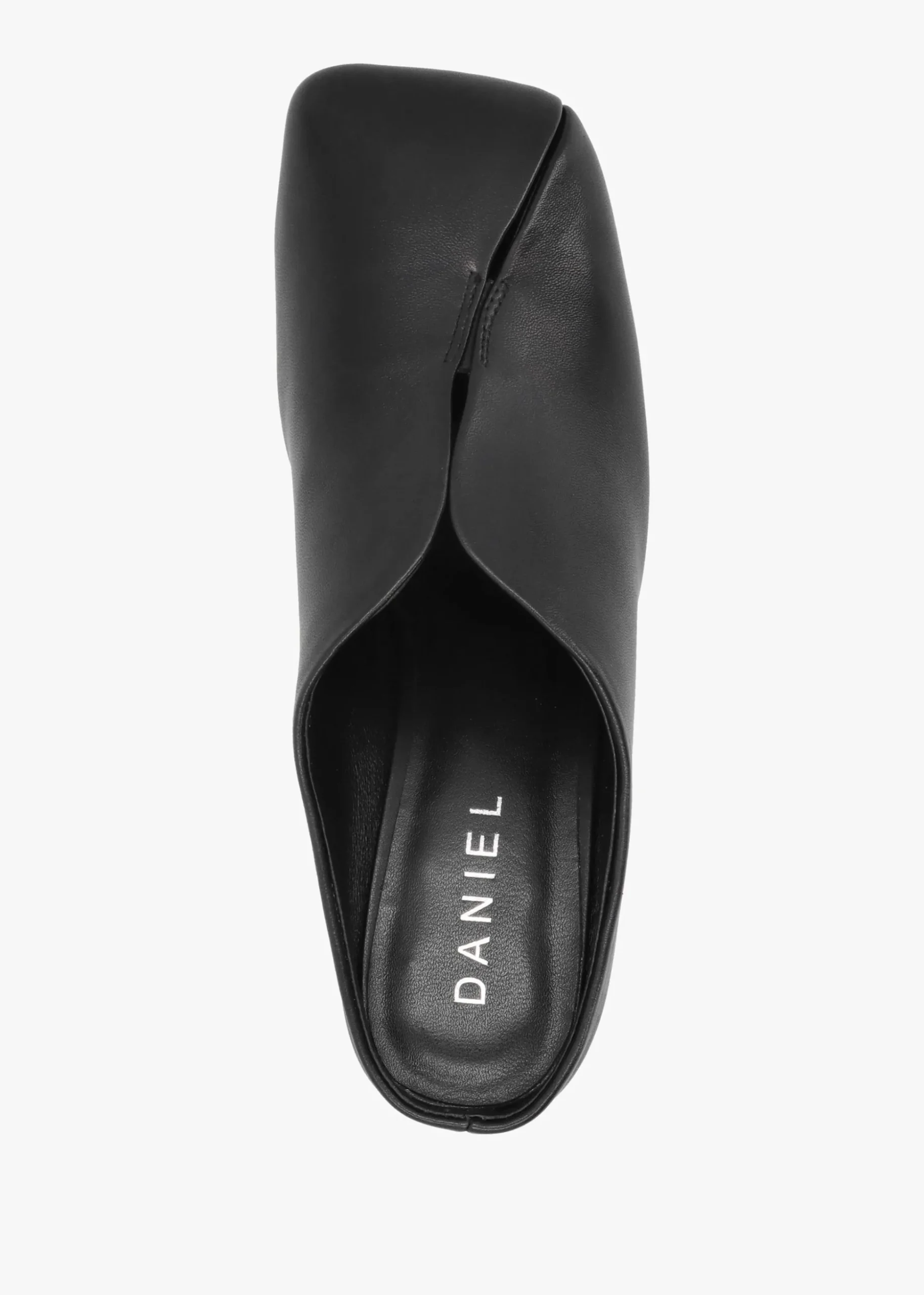 Squad Black Leather Square Toe Heeled Mules