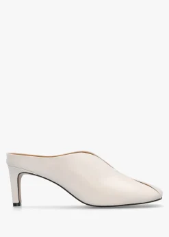 Squad Cream Leather Square Toe Heeled Mules