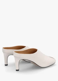 Squad Cream Leather Square Toe Heeled Mules
