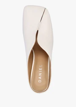 Squad Cream Leather Square Toe Heeled Mules