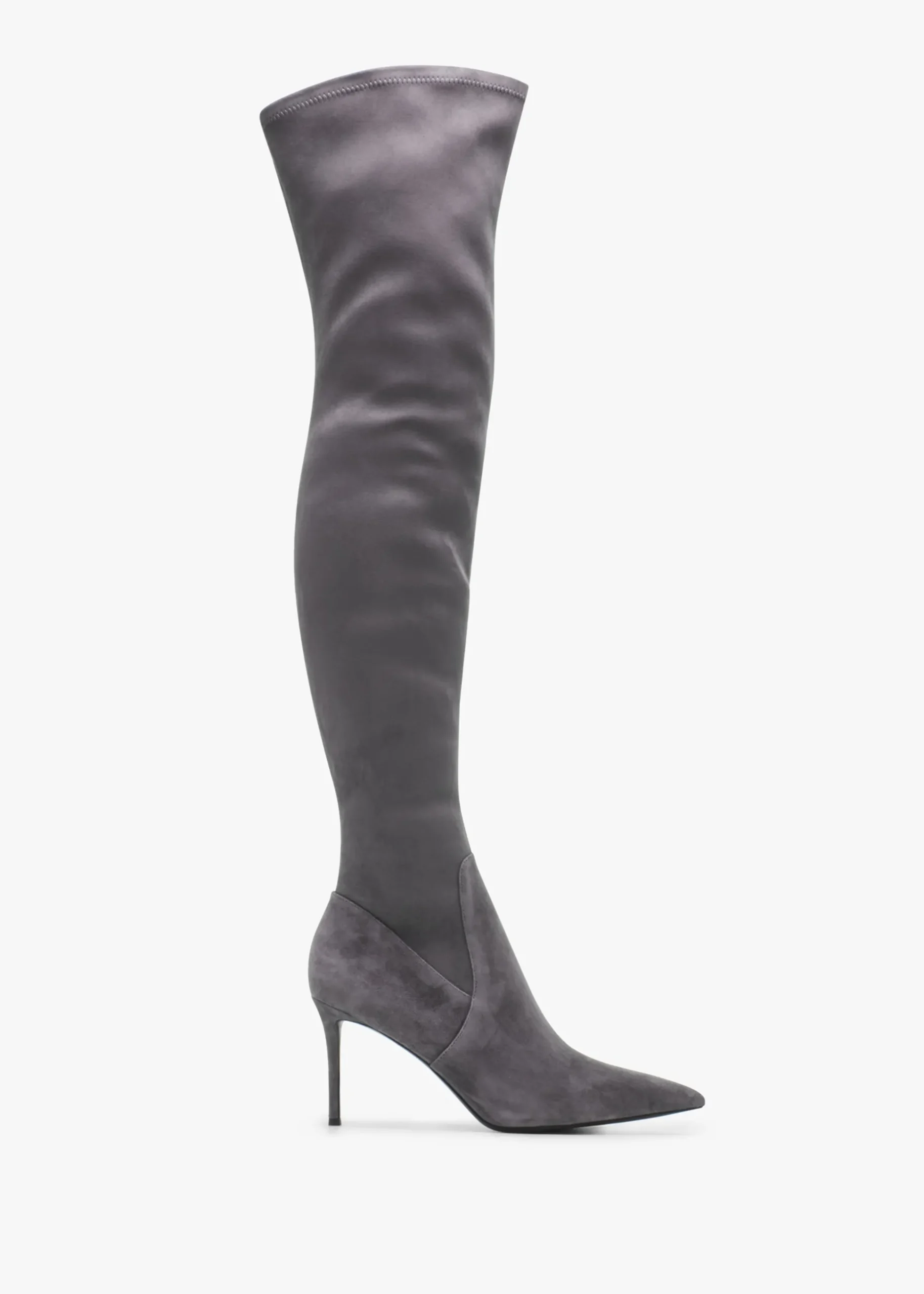Stret Grey Suede Over The Knee Boots