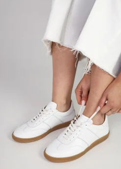 Stripe White Leather Low Profile Trainers
