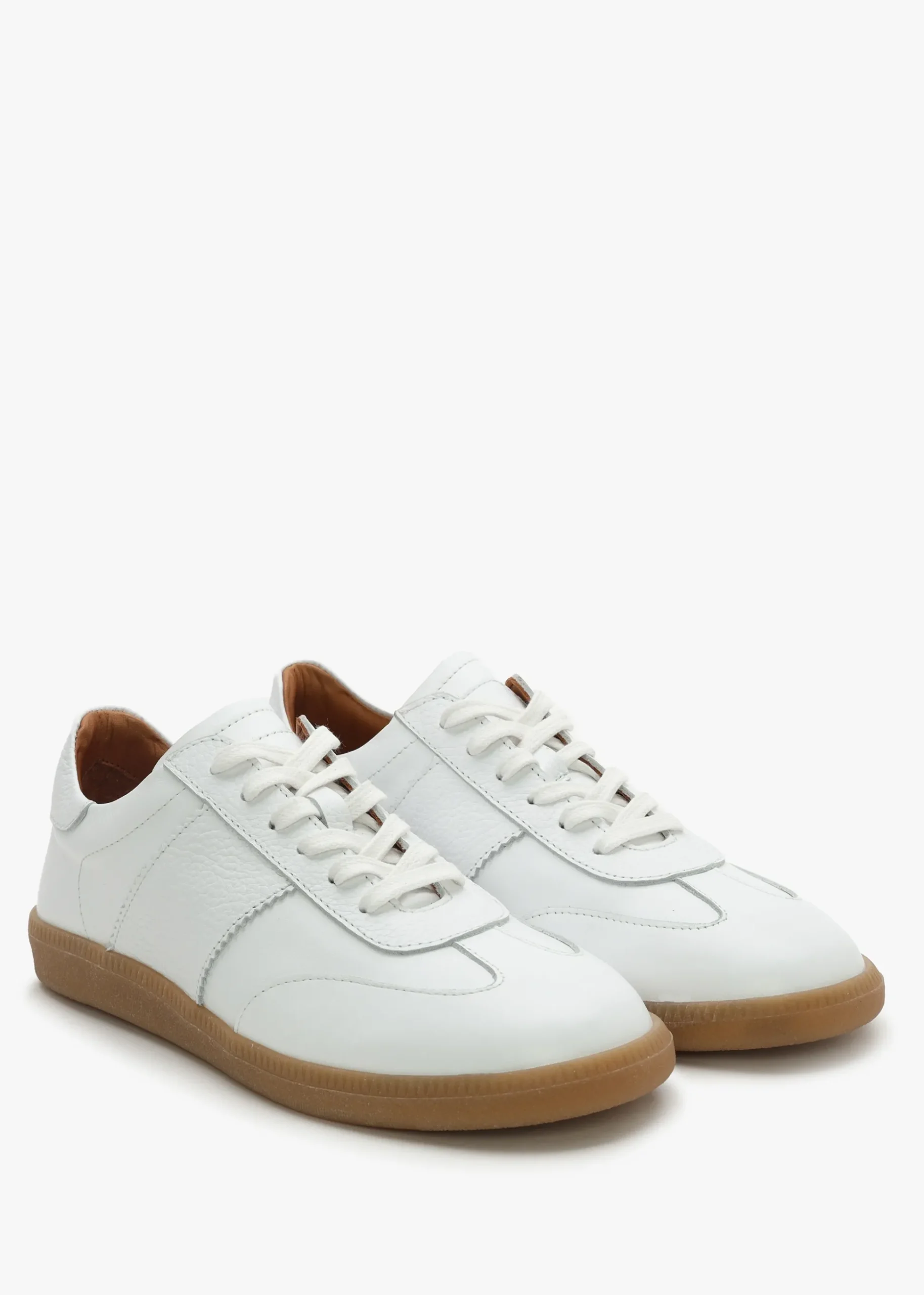 Stripe White Leather Low Profile Trainers